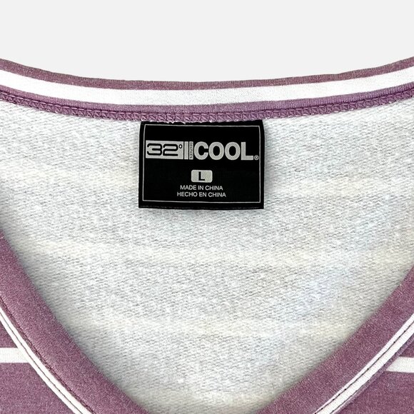 Womens 32 Degrees Cool Dress w/ Pockets Comfy Striped Short Sleeve V-Neck Sz L - Picture 8 of 14